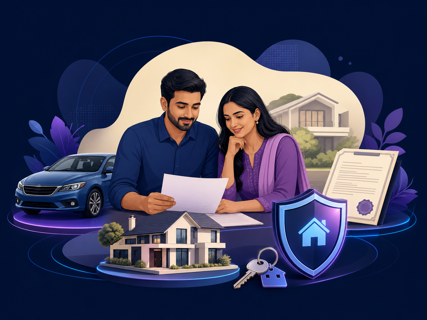 Family reviewing a property finance plan